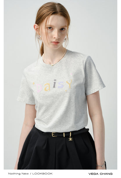 Gingham Letter Patch T-Shirt
