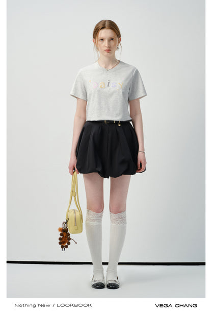 Gingham Letter Patch T-Shirt