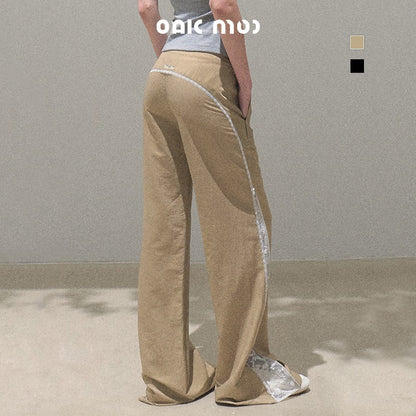 Low Rise Flare Pants With Lace Detail