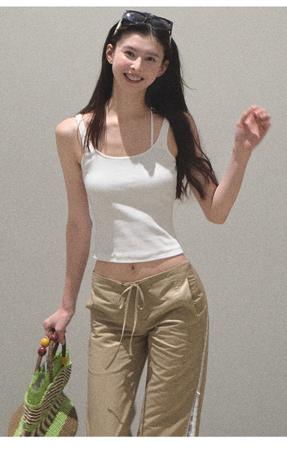 Low Rise Flare Pants With Lace Detail