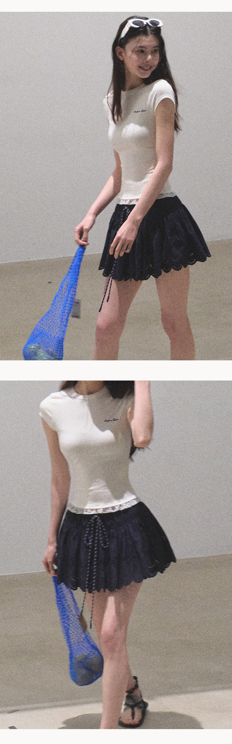 Fitted Cap-Sleeve T-Shirt With Lace Detail