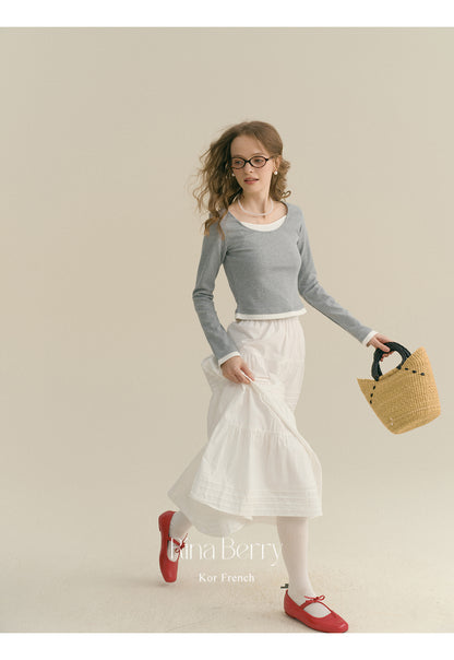 Pintuck-Detail Cotton Maxi Skirt