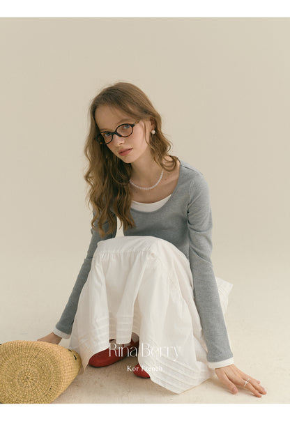 Pintuck-Detail Cotton Maxi Skirt
