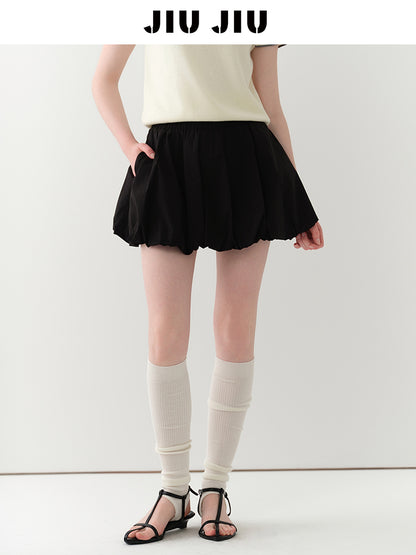 Elastic-Waist Bubble Skirt In Three Colors