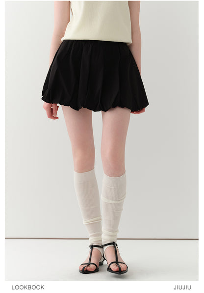Elastic-Waist Bubble Skirt In Three Colors