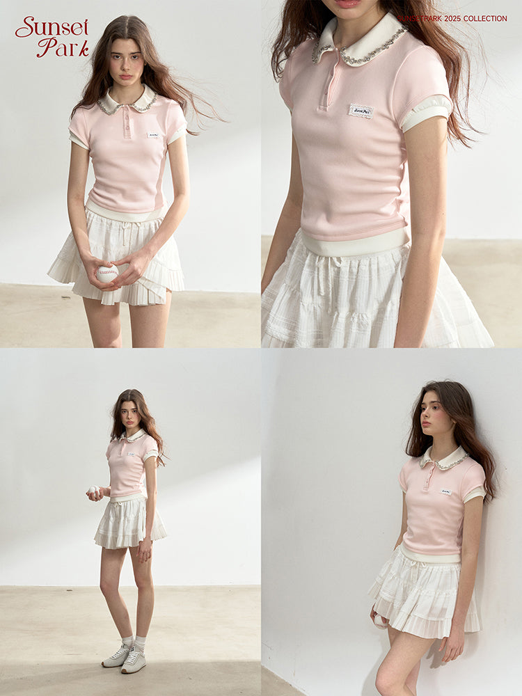 Bijou Collar Double Sleeve Polo
