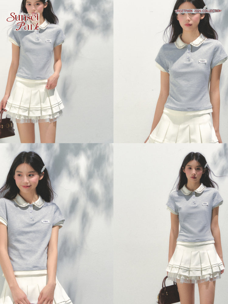 Bijou Collar Double Sleeve Polo