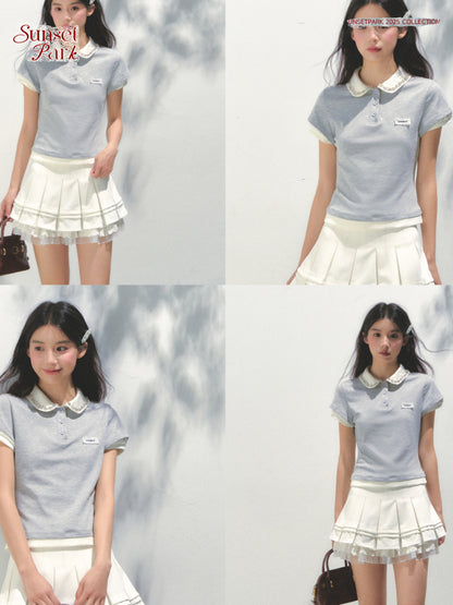 Bijou Collar Double Sleeve Polo