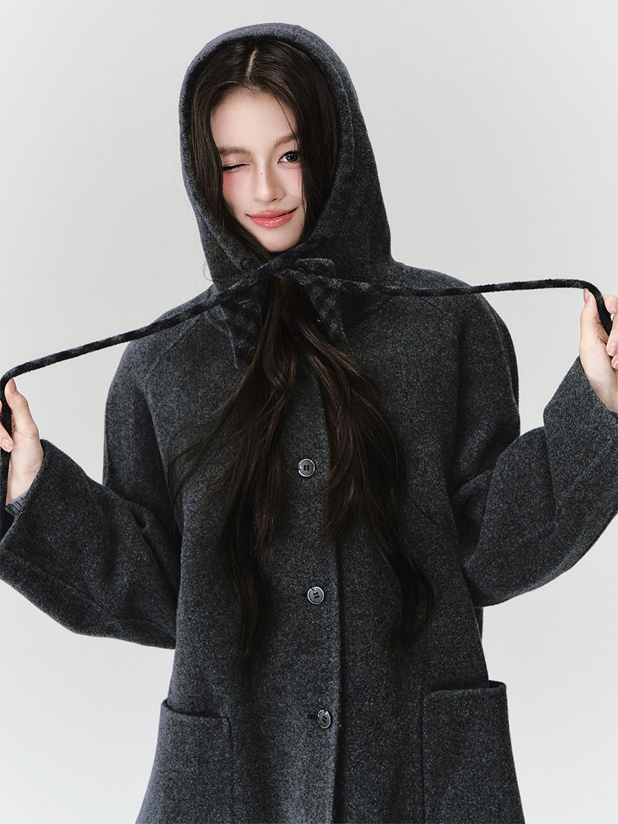 Reversible Hooded Coat With Plaid Lining