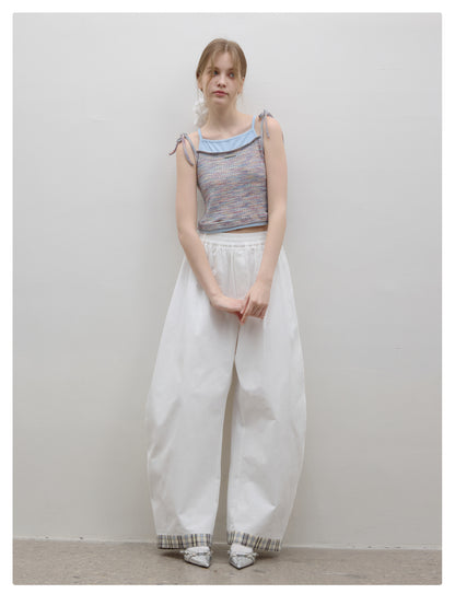 Faux-Double Melange Knit Cami With Contrast Colors