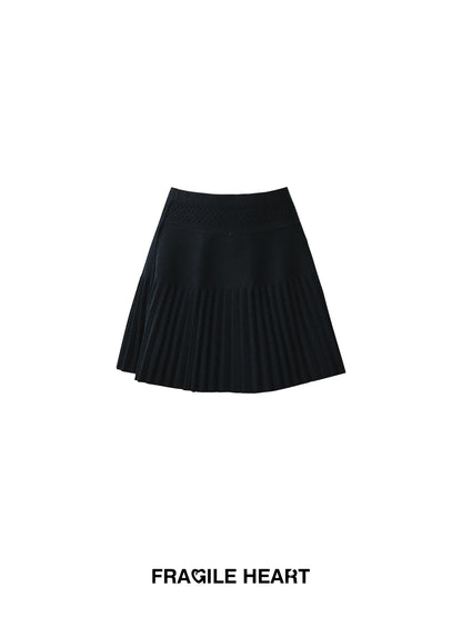 Slim Fit Sailor Collar Knit Top & Skirt