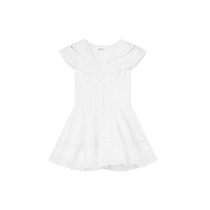Corset Style Cotton Dress With Large Collar