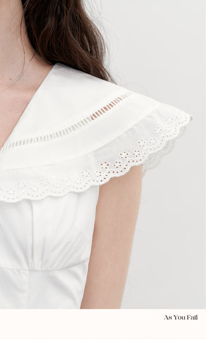 Corset Style Cotton Dress With Large Collar