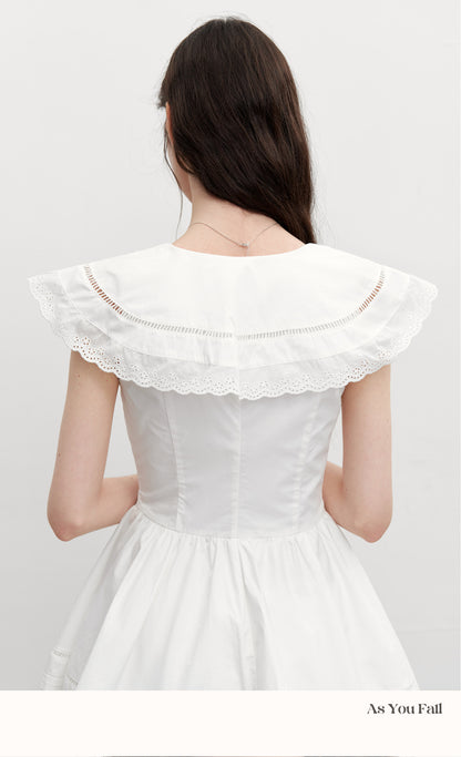 Corset Style Cotton Dress With Large Collar