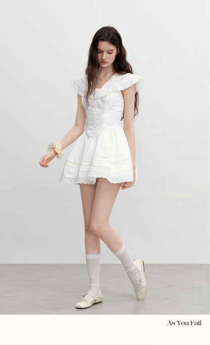Corset Style Cotton Dress With Large Collar