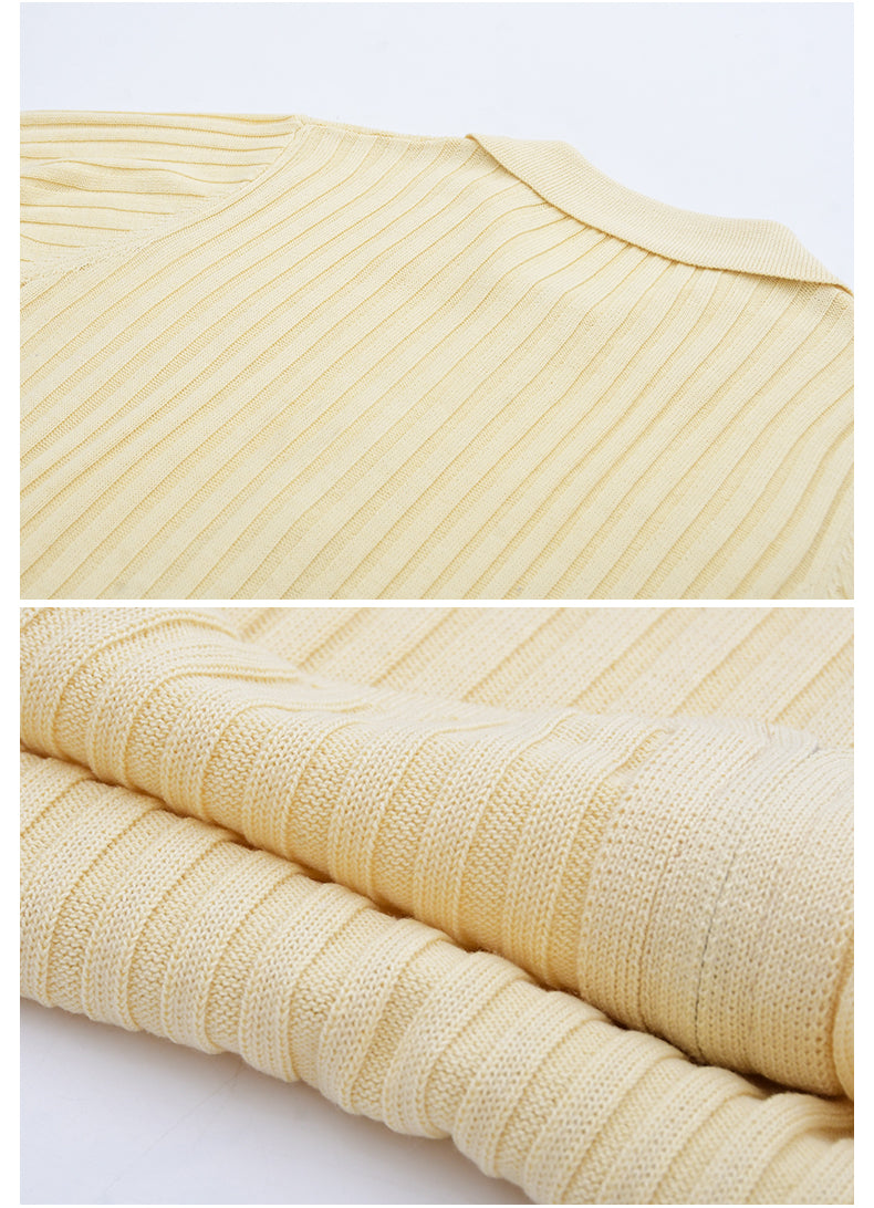 Zip-Front Collared Knit Top