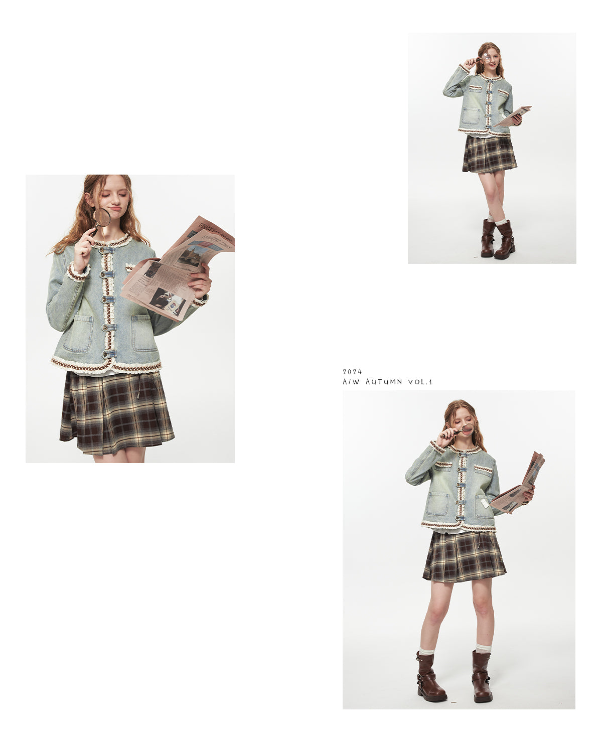 Ombre Plaid Skirt With Tie Strap And Metal Clasp Detail