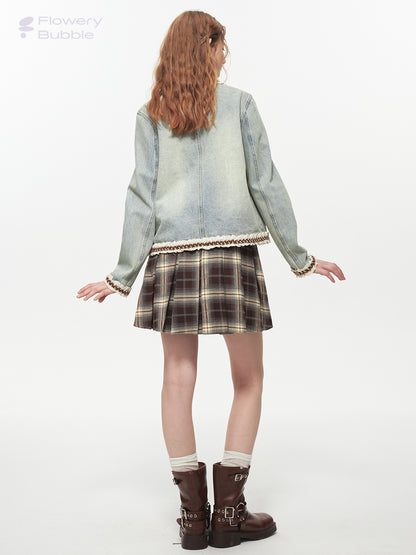Ombre Plaid Skirt With Tie Strap And Metal Clasp Detail
