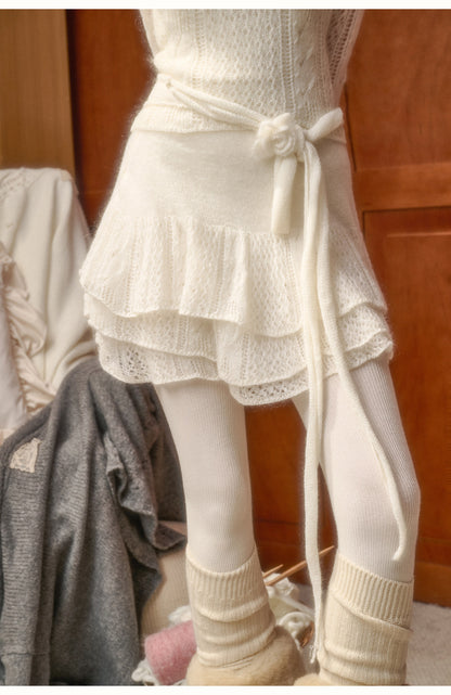 Mohair Blend Open Knit Top, Skirt & Sleeveless Top