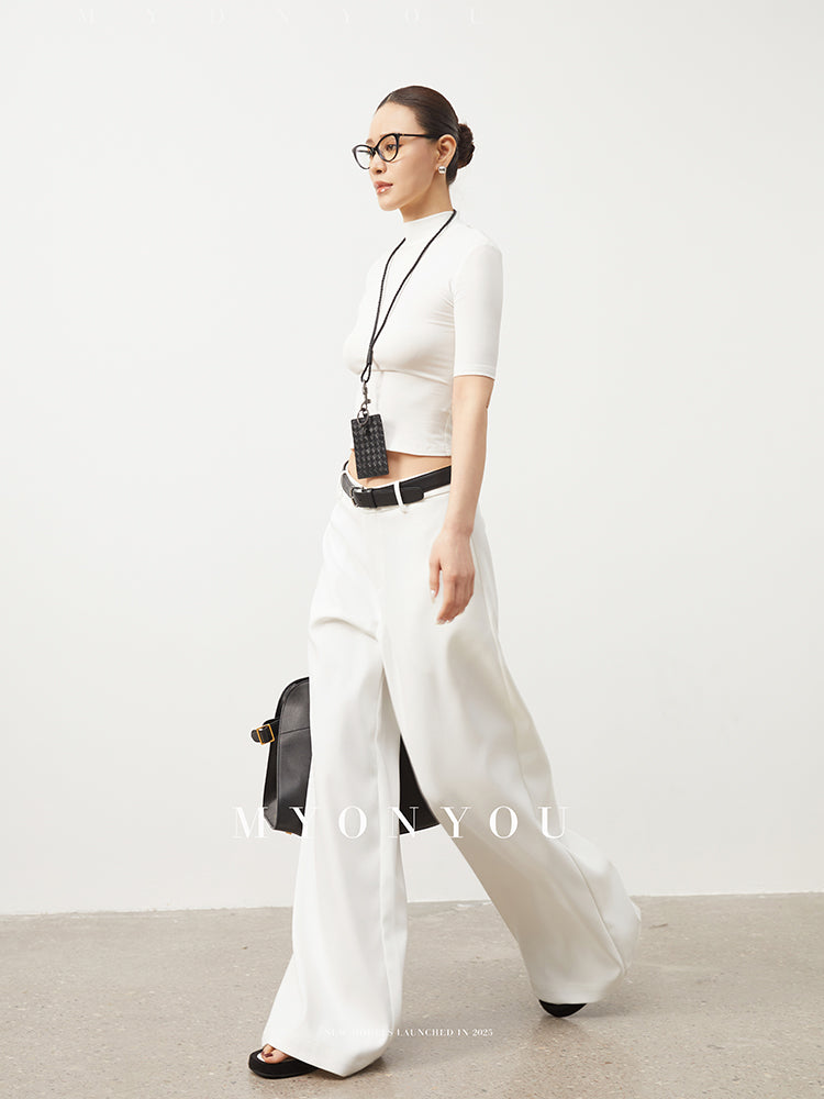 Floor-Length Light Wide-Leg Pants