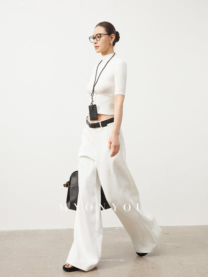 Floor-Length Light Wide-Leg Pants