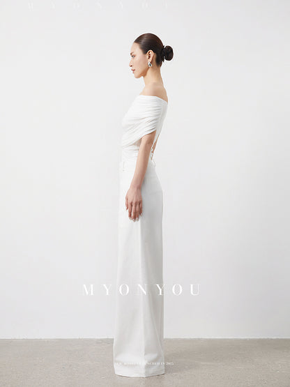 Floor-Length Light Wide-Leg Pants