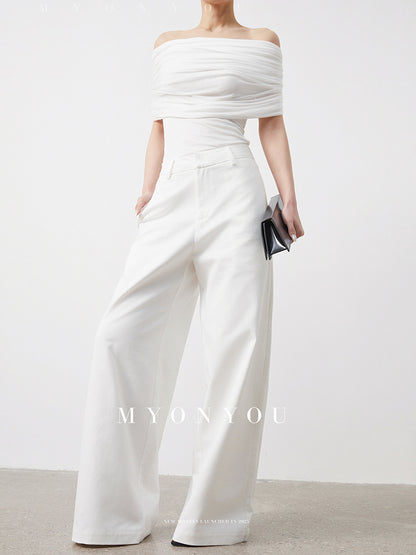 Floor-Length Light Wide-Leg Pants
