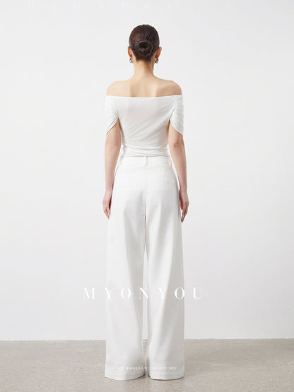 Floor-Length Light Wide-Leg Pants