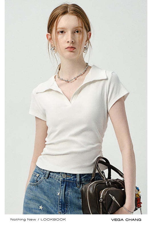 Clean-Cut Polo Collar Top