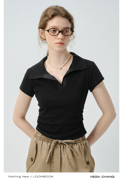 Clean-Cut Polo Collar Top