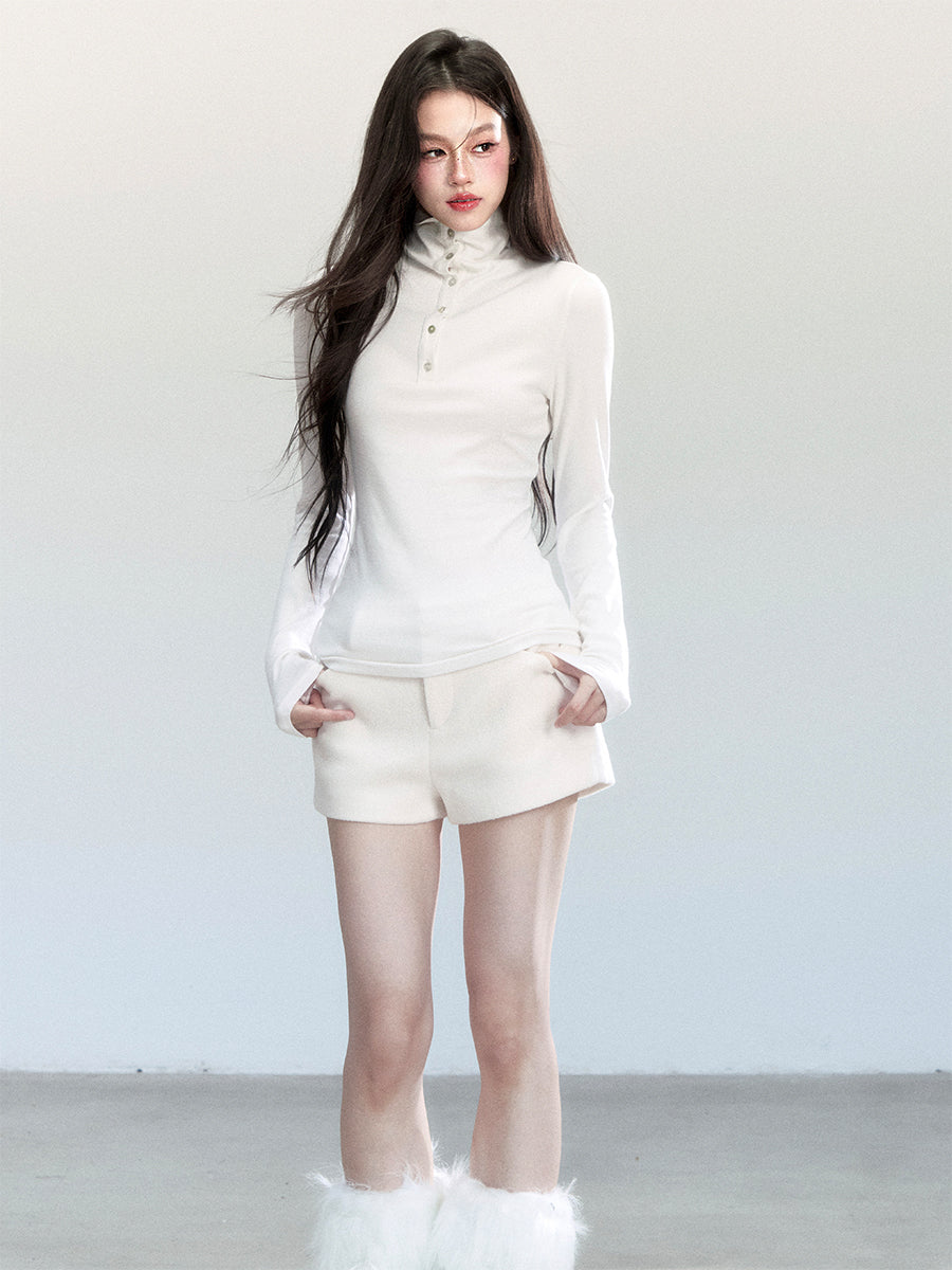 Wool-Blend Short Shorts