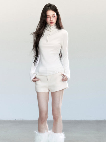 Wool-Blend Short Shorts