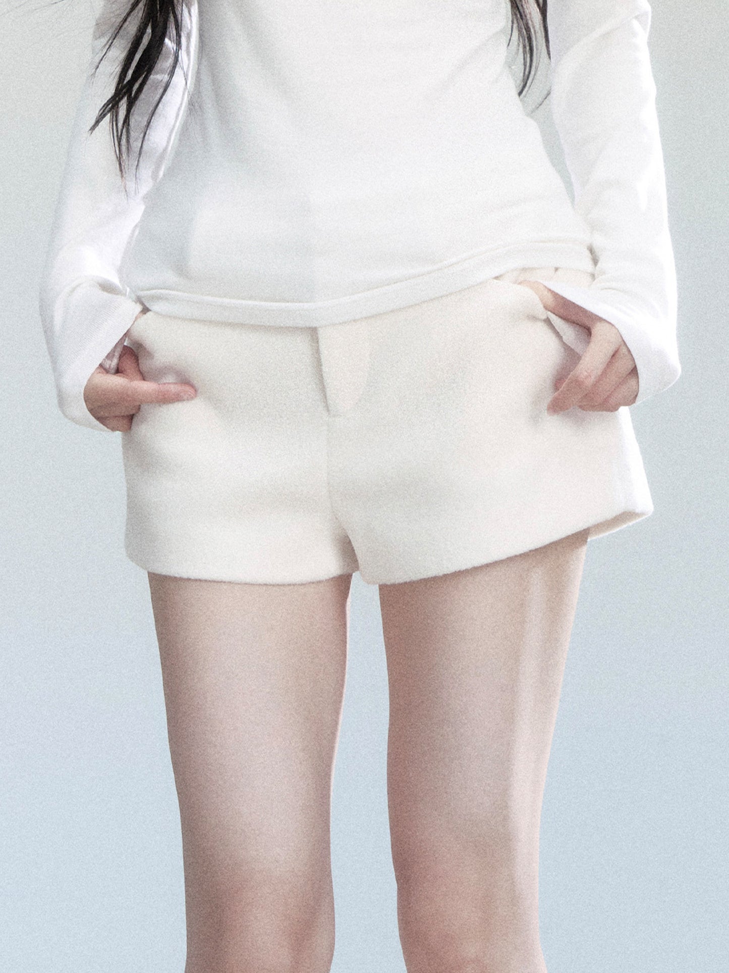 Wool-Blend Short Shorts