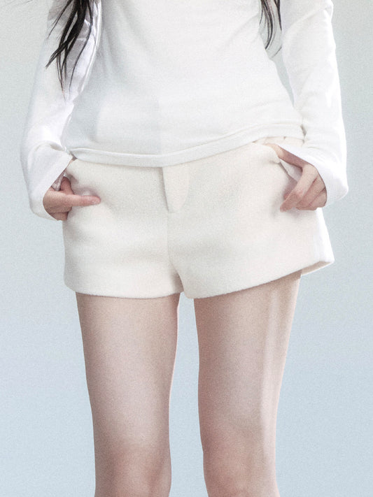 Wool-Blend Short Shorts