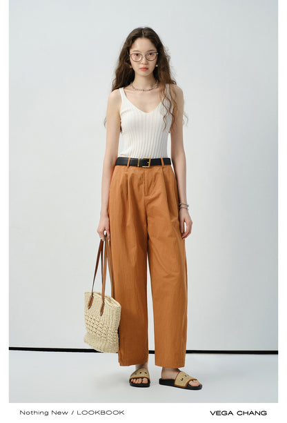 Rib-Knit V-Neck Fitted Tank
