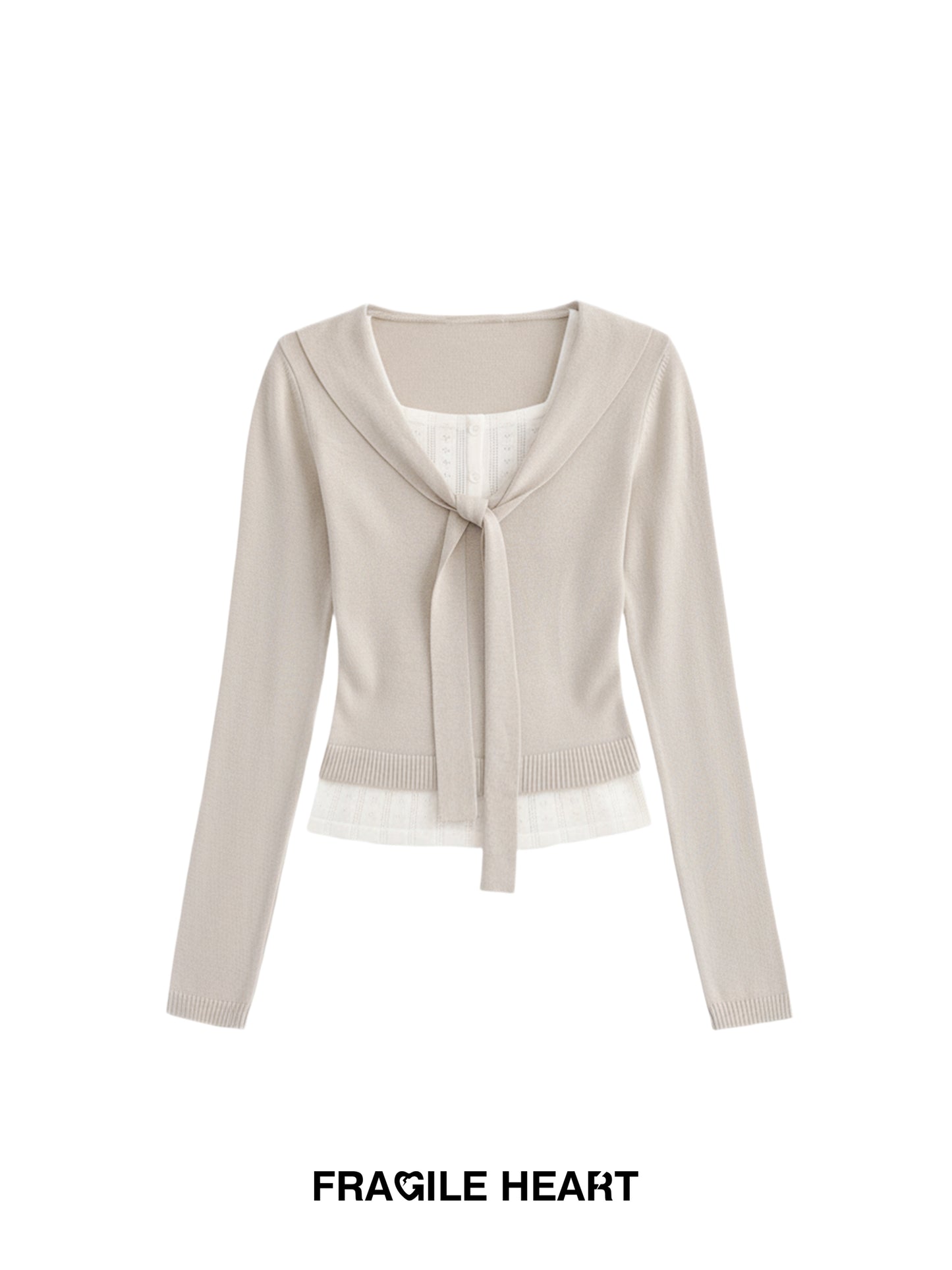 Knit Top With Faux-Layered Inner Design