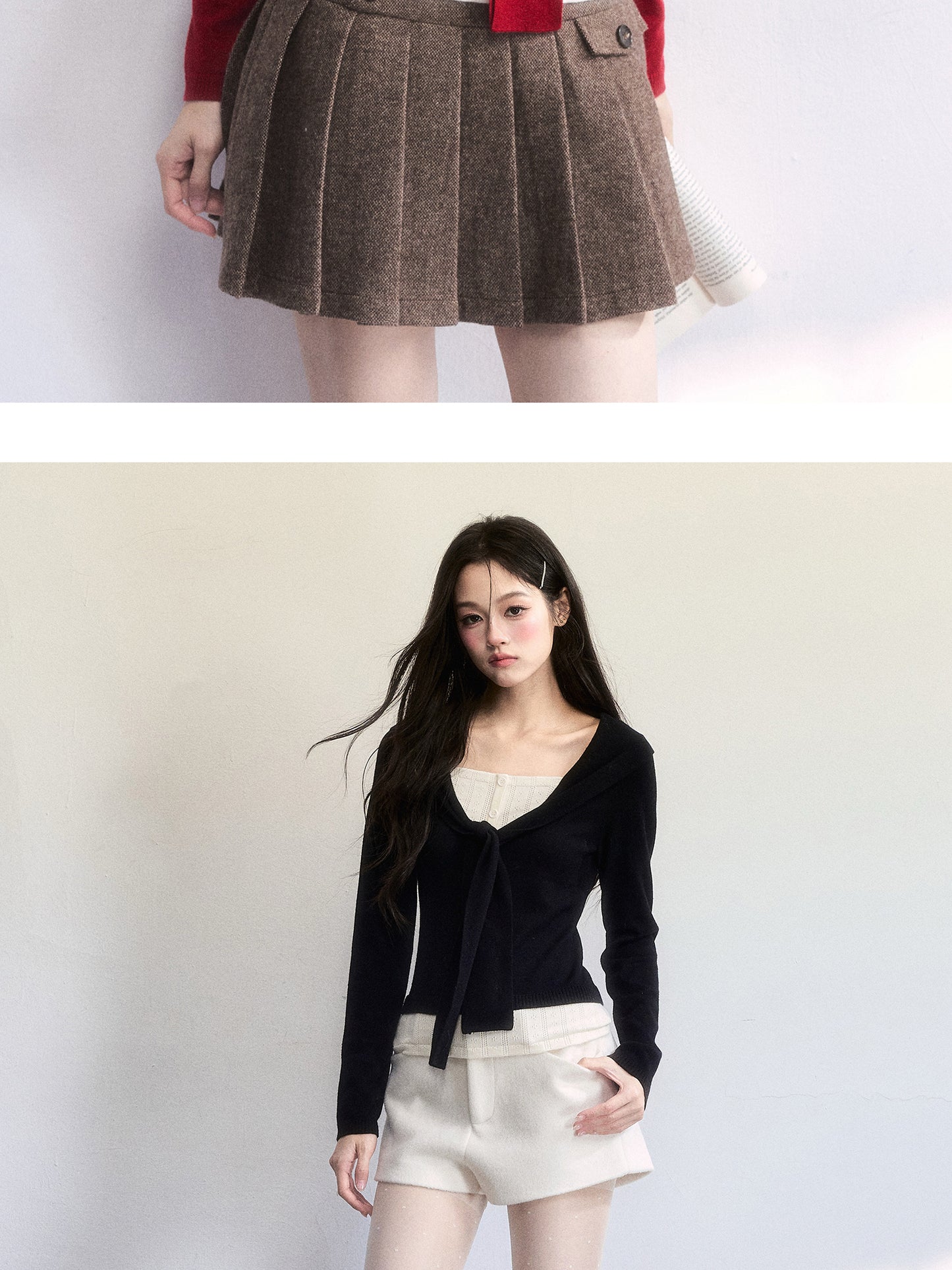 Knit Top With Faux-Layered Inner Design