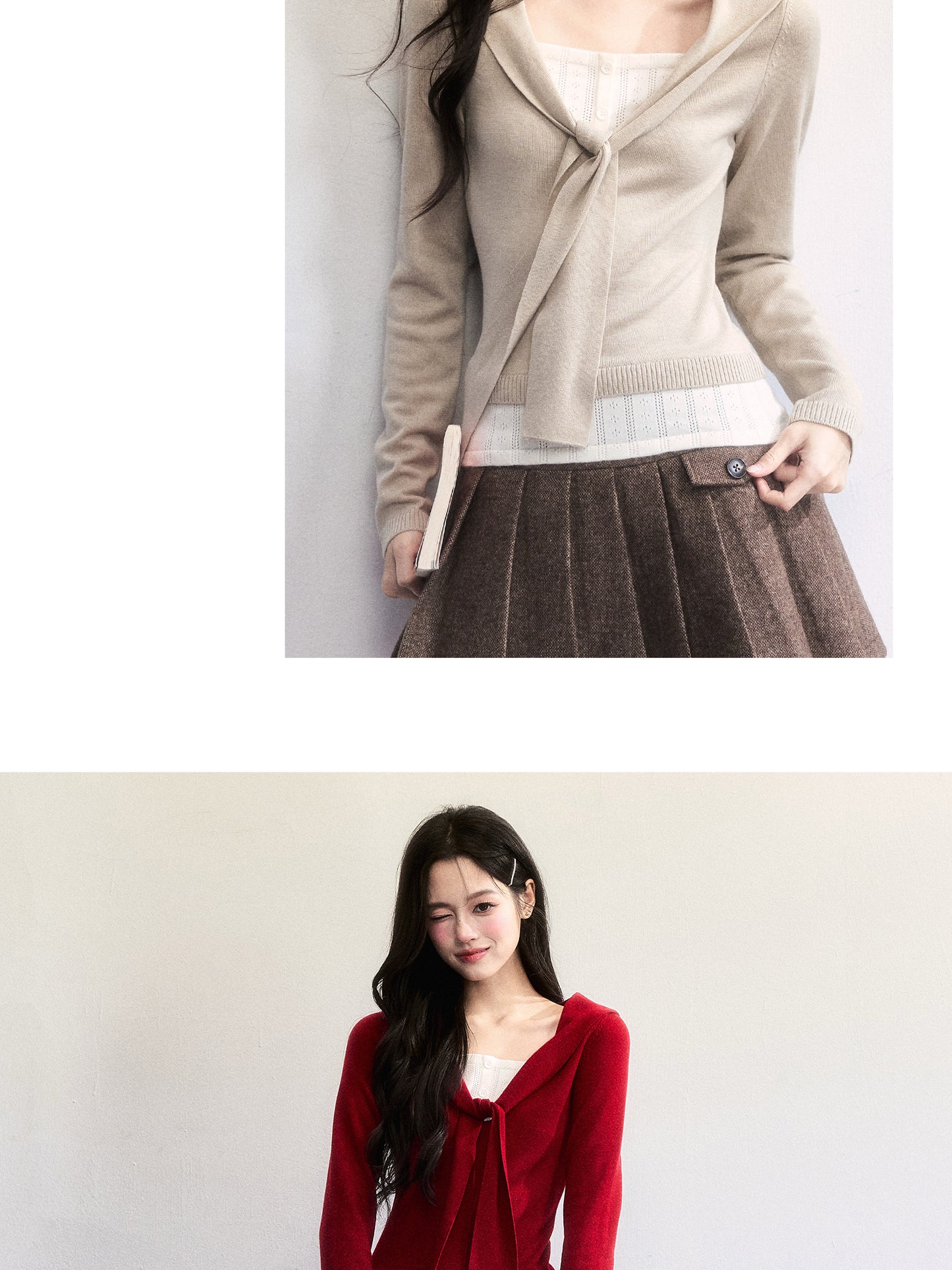 Knit Top With Faux-Layered Inner Design