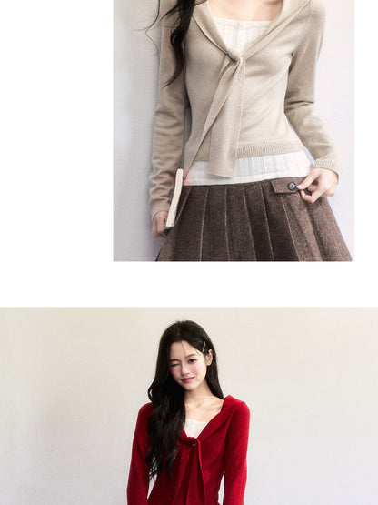 Knit Top With Faux-Layered Inner Design