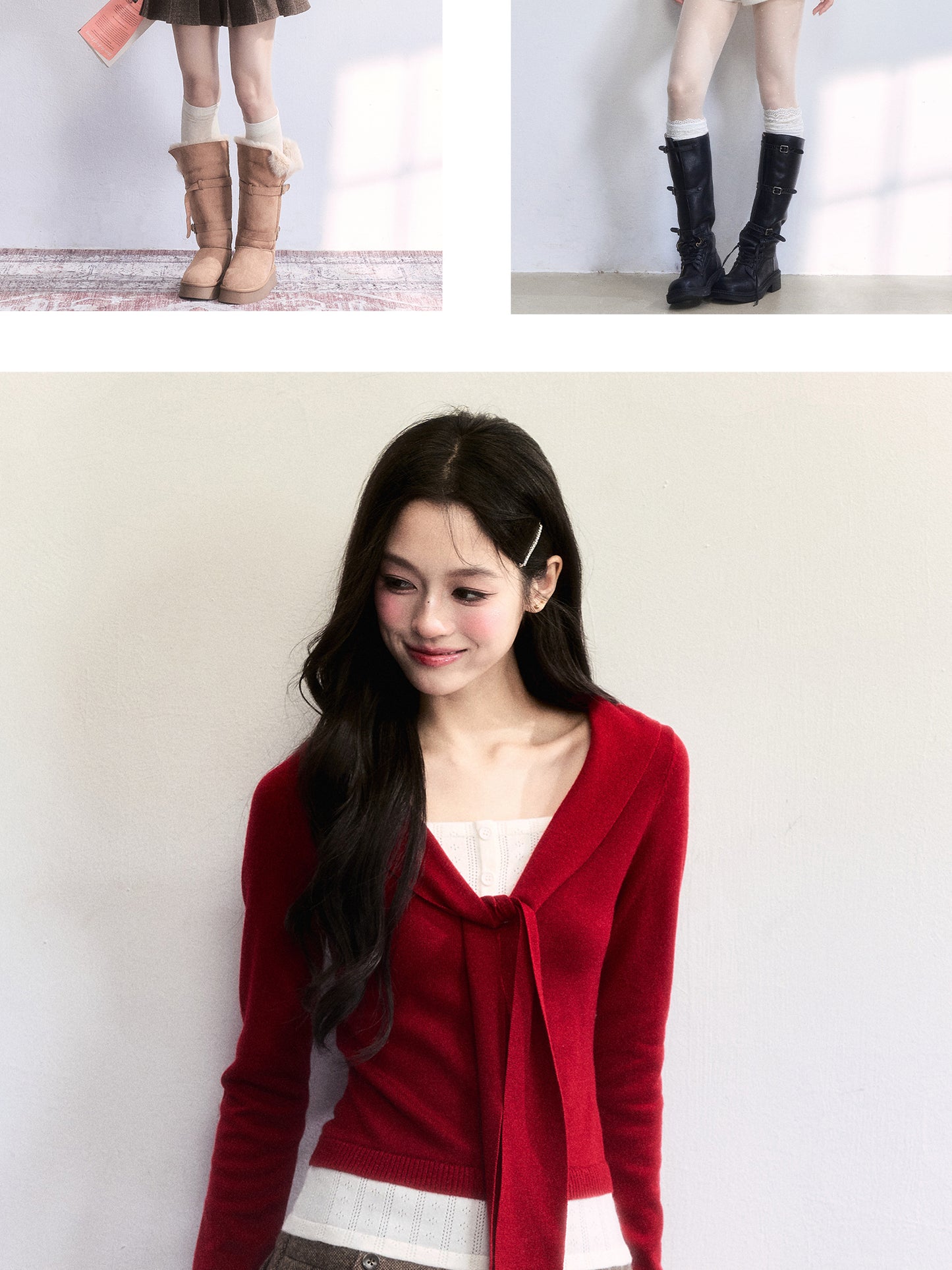 Knit Top With Faux-Layered Inner Design