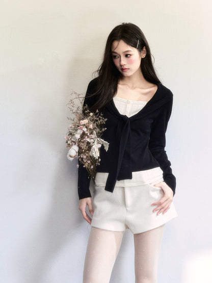 Knit Top With Faux-Layered Inner Design