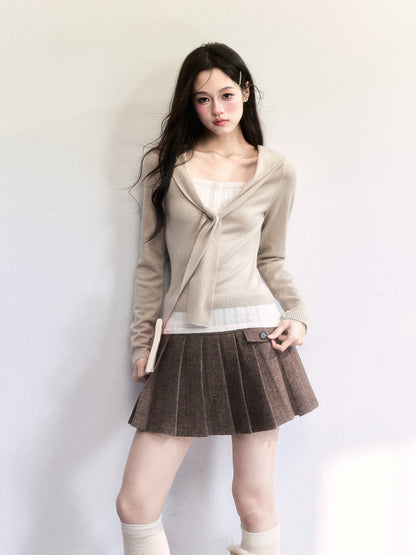 Knit Top With Faux-Layered Inner Design