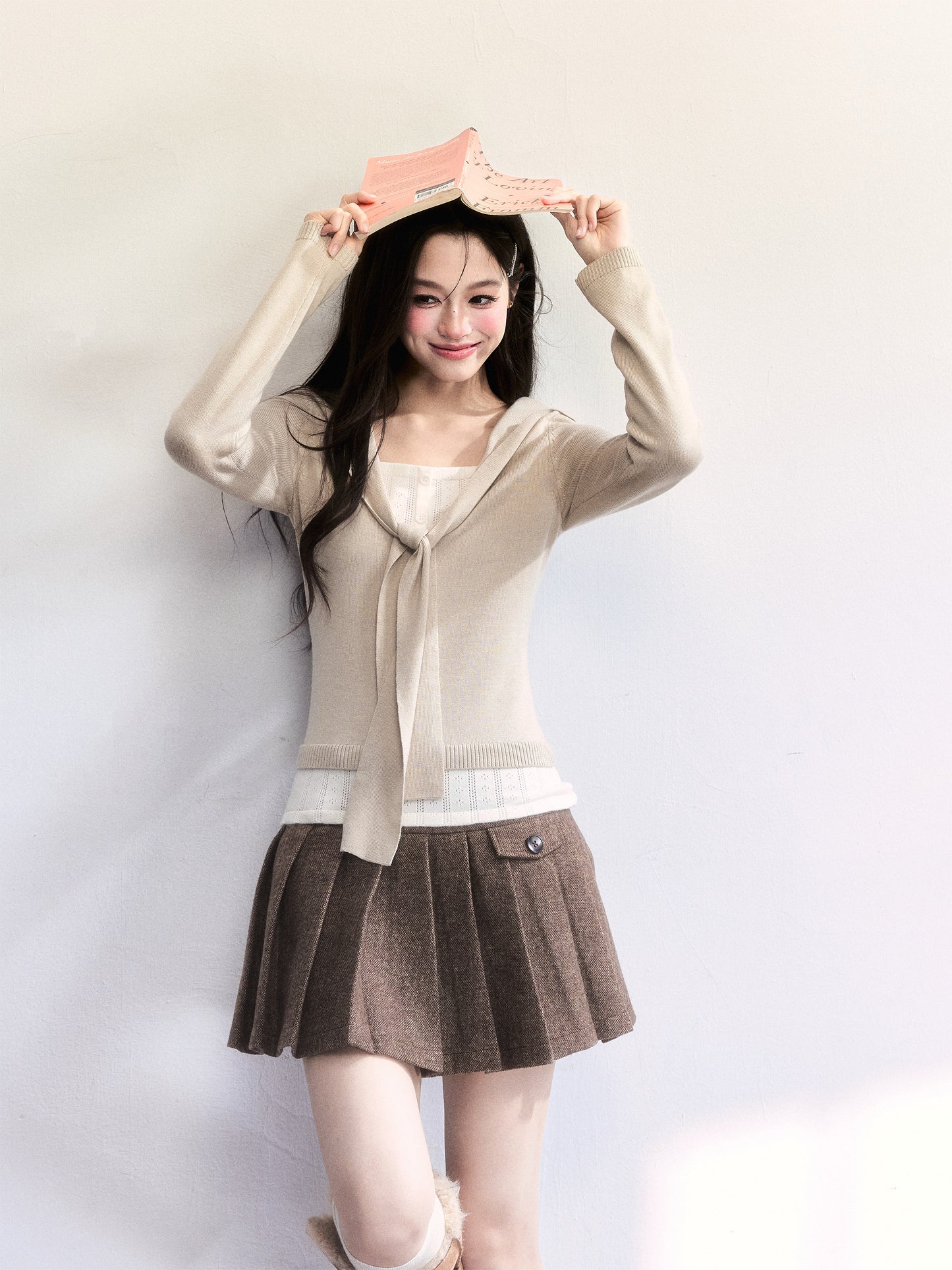 Knit Top With Faux-Layered Inner Design