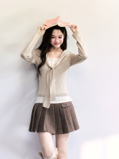 Knit Top With Faux-Layered Inner Design