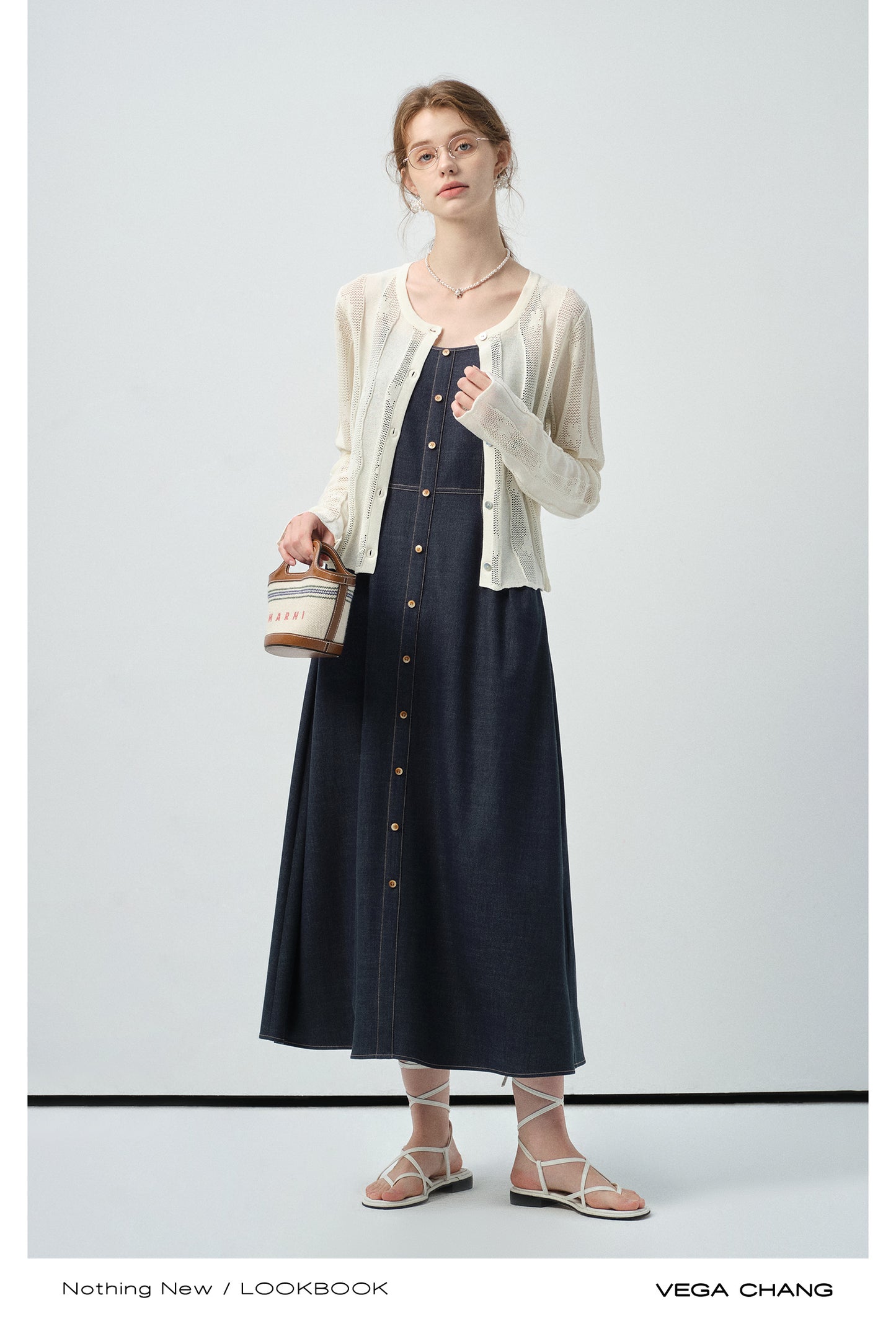 Wavy Striped Lace Knit Cardigan