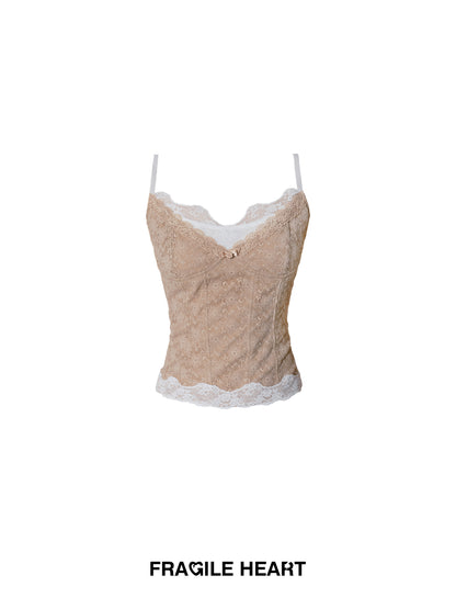 Lace Bustier Cami & High-Low Ruffle Skirt