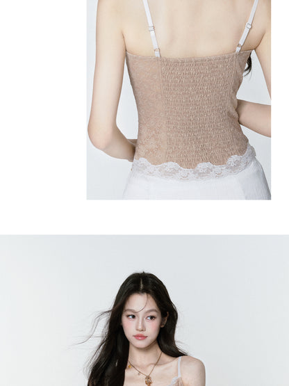 Lace Bustier Cami & High-Low Ruffle Skirt