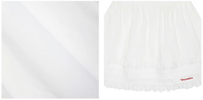 Embroidered Lace Trim Pleated Hem Skirt