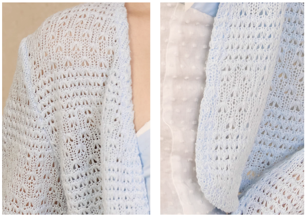 Lace Knit Cropped Cardigan With Open Front
