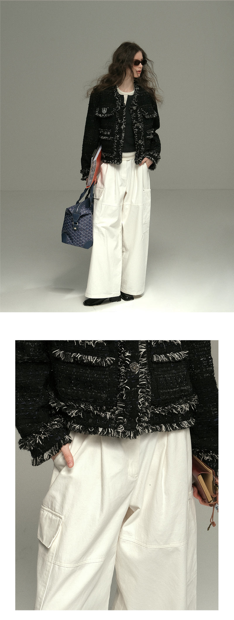 Cotton Wide-Leg Pants With Side Pockets